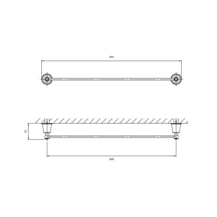 Držák ručníku, 65 cm, Omnires Art Line - Mosadz brúsená