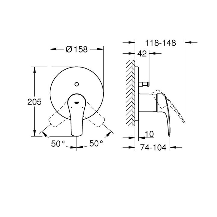 Páková Batéria do obsluhy dwóch wyjść vody, Grohe Eurosmart - Chróm 