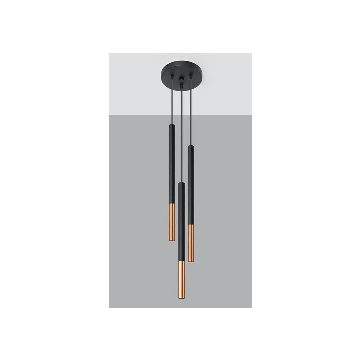Lampa Závěsná Sollux Ligthing LOOPEZ 1, GU10  40W, čierna/miedź
