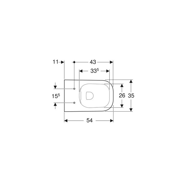 Geberit Smyle Square Závěsná misa WC, lievikový, 35x54cm, skryté mocowania, Rimfree