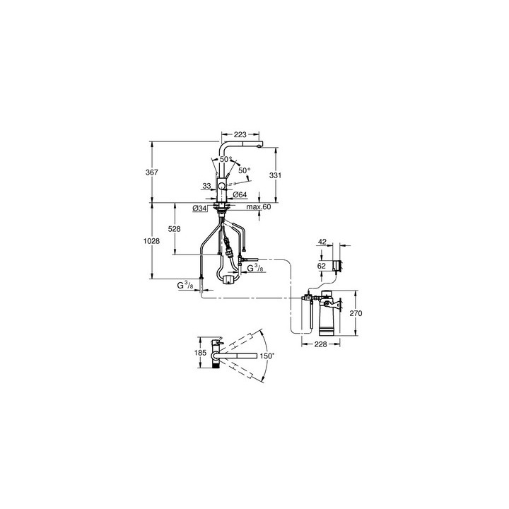 Elektronické páková Batéria Grohe Zedra Touch, DN15, chróm