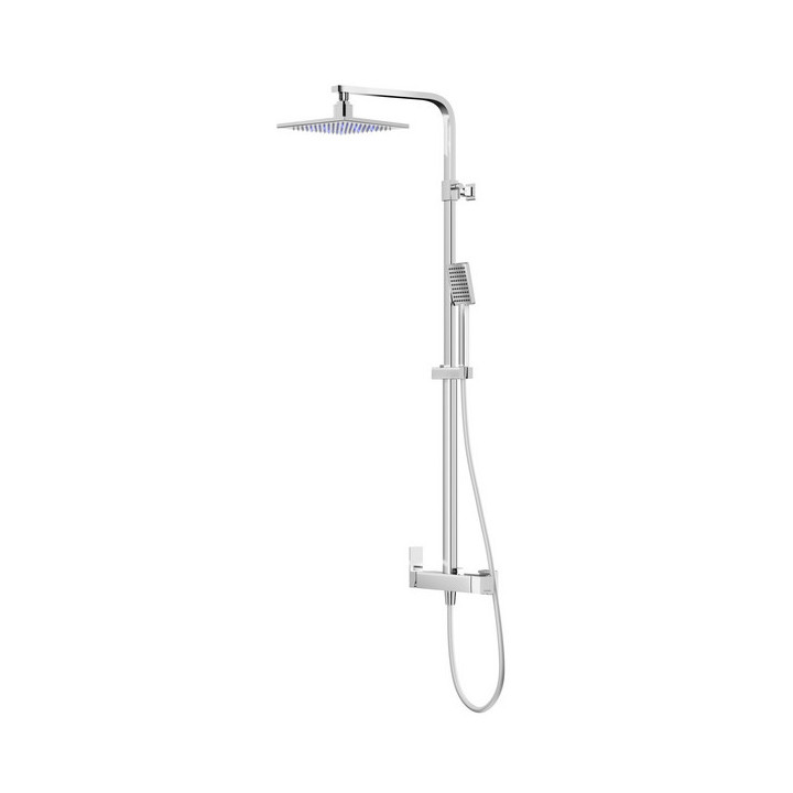 Sprchový set Corsan Ango,Horná sprcha LED, otočné výtokové rameno, čierna