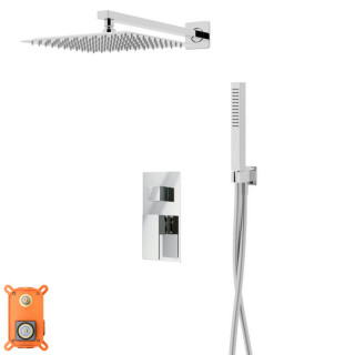 Sprchový set s batériou i a sprchovou hlavou Corsan Ango,Horná sprcha 25cm, čierna