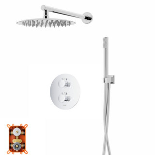 Sprchový set s podomietkovou batériou a sprchou Corsan Ango,Horná sprcha okrúhla śr. 25cm, chróm