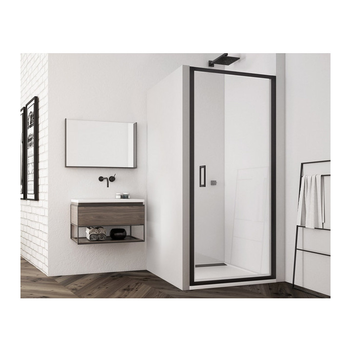 Dverí sprchové lietacie 90cm, SanSwiss Top Line-S black, čierna matnéný