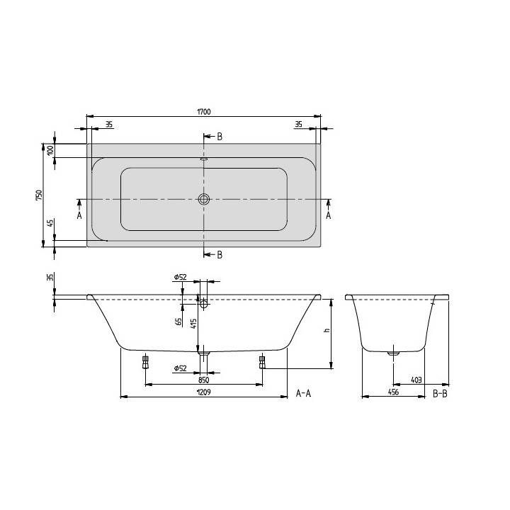 Vaňa Villeroy & Boch Omnia Architectura 170x75 cm, akrylátová
