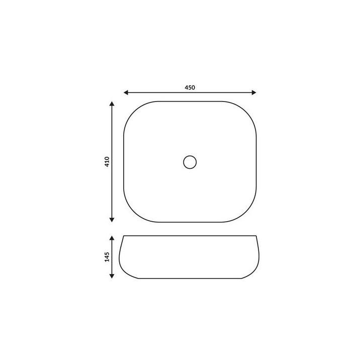Umývadlo na postavenie na dosku  Corsan 450x410x145mm, biela