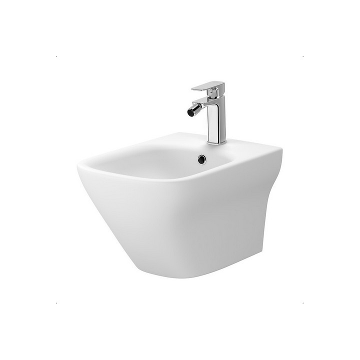 Bidet zavesený oválny z ukrytym montażem Cersanit Larga, biely matnéný
