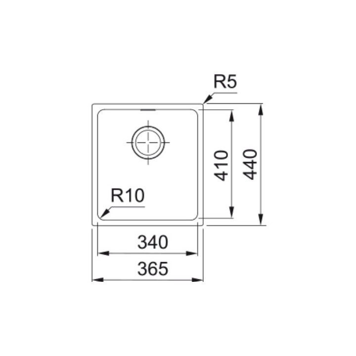 Drez Franke Tectonite Sirius SID 110-50, 525 x 440x mm do podbudowy - onyx