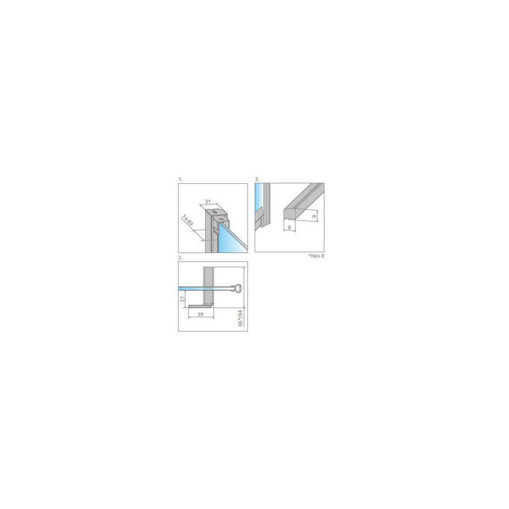 Dverí sprchové Radaway Nes 8 Black DWD+2S 80, dvojkrídlové, 800x2000mm, sklo číre, profil čierna