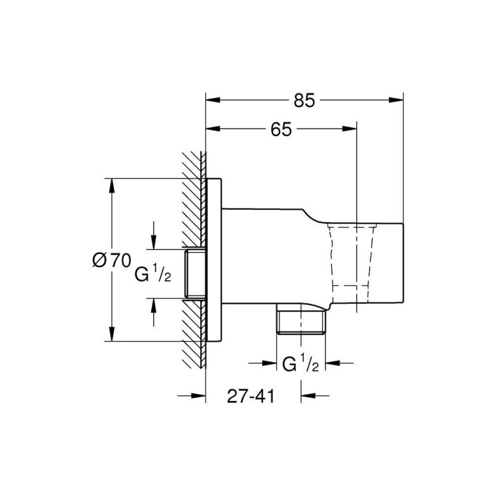 Kolanko sprchové s pákou Grohe Rainshower, brushed hard graphite