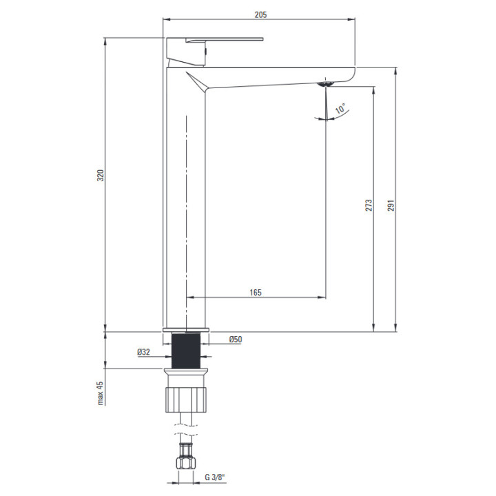 Batéria umywalkowo páková ECO-aerator 4,5l/min, Deante Alpina, chróm