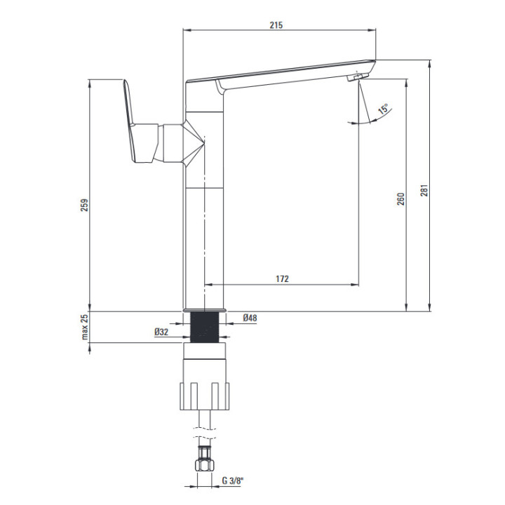Umyvadlová batéria výška, Deante Arnka, nero