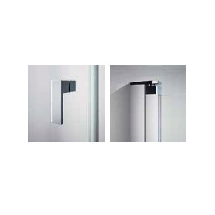 Krídlové dvere Huppe Design pure 4-uholník, 900mm, z stałym fragmentem, uniwersalne, Anti-Plaque, profil chróm/strieborná lesklá