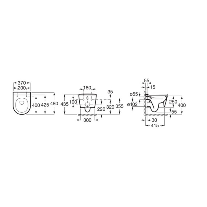 Misa závesné WC Roca Debba Rimless Round, 54x35,5cm, bez kołnierza, s sedadlom slim wolnoopadającą duroplast, biela