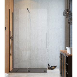 Dverí posuvné walk-in Radaway Furo Black, ľavé, s stenou, 130x200cm, sklo číre, profil čierna