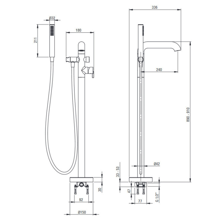 Vaňová  Batéria so sprchovým systemom, Deante Silia, chróm