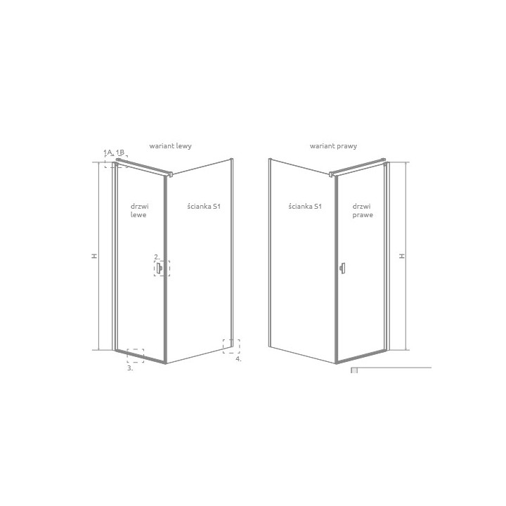 Dverí sprchové Radaway Nes Black KDJ I Factory 100, pravé, čierna wzór, 1000x2000mm