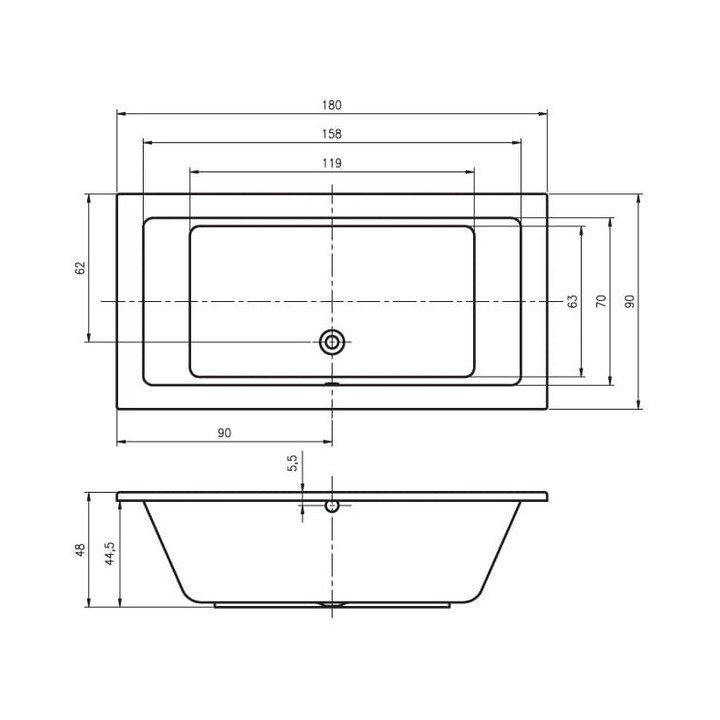 Vaňa Riho lusso obdĺžniková 180x90 cm- sanitbuy.pl