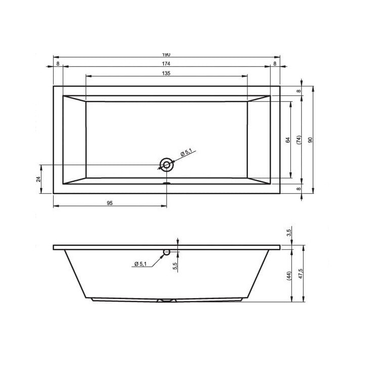 Vaňa Riho lusso obdĺžniková 190x90 cm- sanitbuy.pl