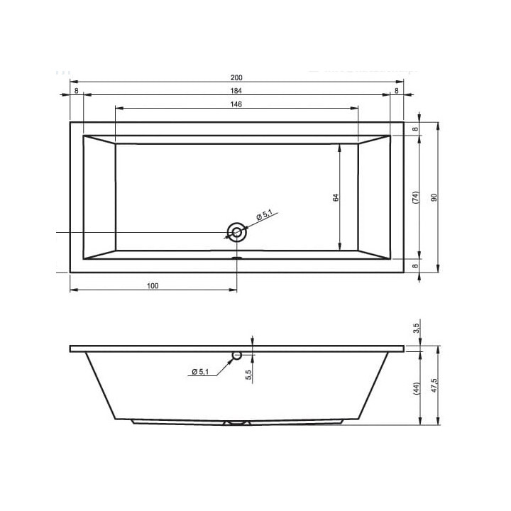 Vaňa Riho Lusso obdĺžniková 200x90 cm- sanitbuy.pl