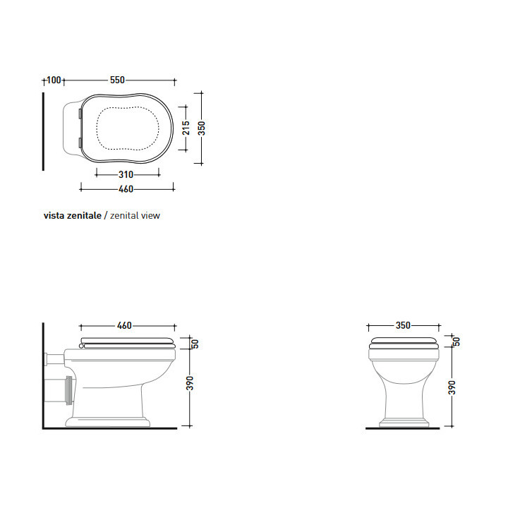 Sedátko s sedadlom WC Flaminia Efi 47 x 35 x 5 cm, drevo/poliester, biela lesklá, panty złocone- sanitbuy.pl