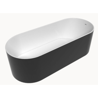 Vaňa voľne stojaca, Oválna Flaminia Oval Bicolor 170, čierna lesklá/biela, Súprava odtokový- sanitbuy.pl