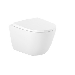 Závesné wc Roca Gap Round Rimless, odkryte mocowania, povlak SupraGlaze, biely