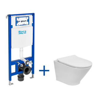 Súprava podomietkový Roca DUPLO ONE + misa WC závesné GAP ROUND COMPACTO RIMLESS s sedadlom SLIM, biela