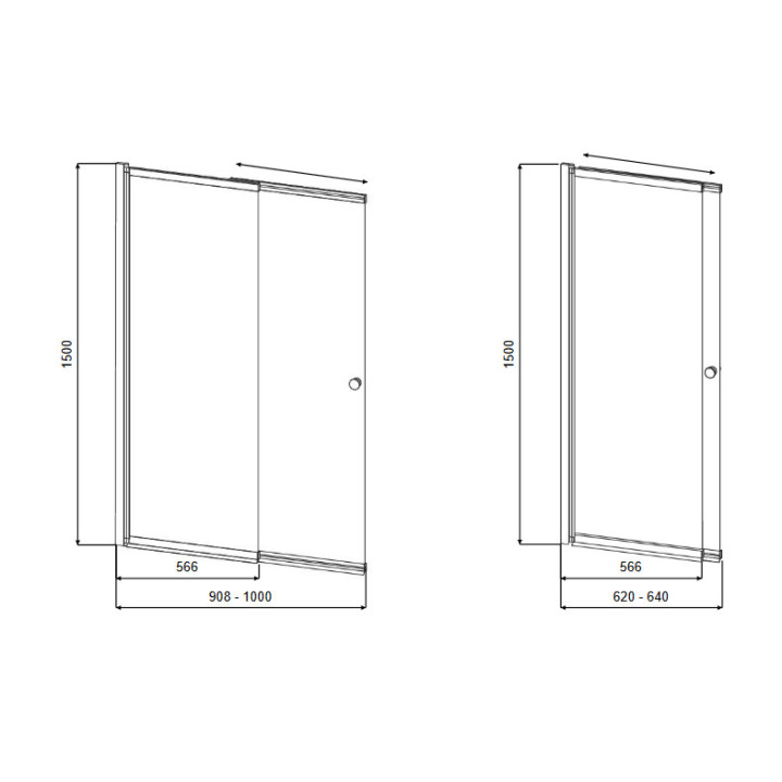 Vaňová zástena Besco Easy Slide Black, 100x150cm, 2-Krídlové, univerzálny, profil čierna matnéný