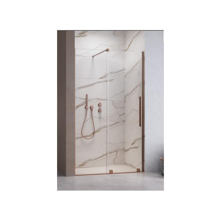 Dverí posuvné walk-in Radaway Furo Gold, ľavé, s stenou, 160x200cm, sklo číre, profil zlatý