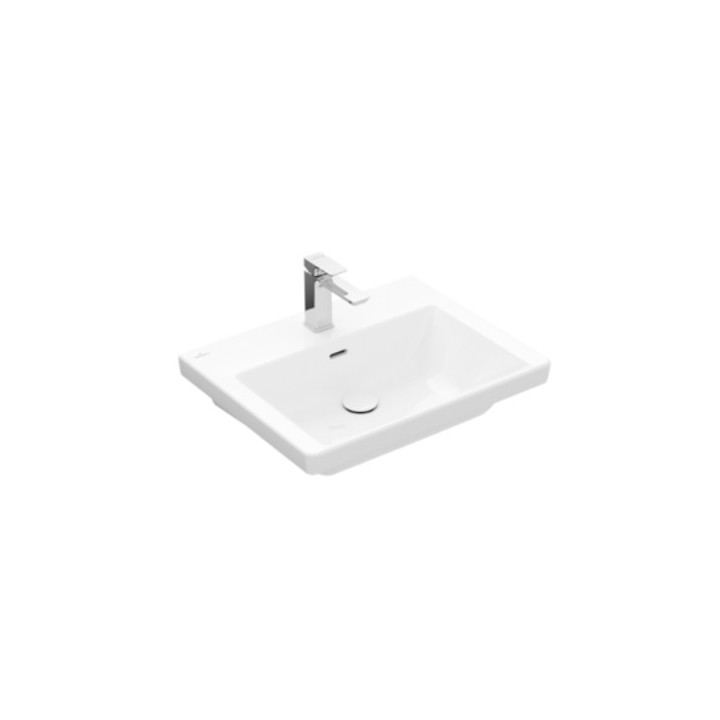 Umývadlo obdĺžniková z prepadom bez otvoru pre batériu 65x47cm, Villeroy&Boch Subway 3.0, Weiss Alpin CeramicPlus,
