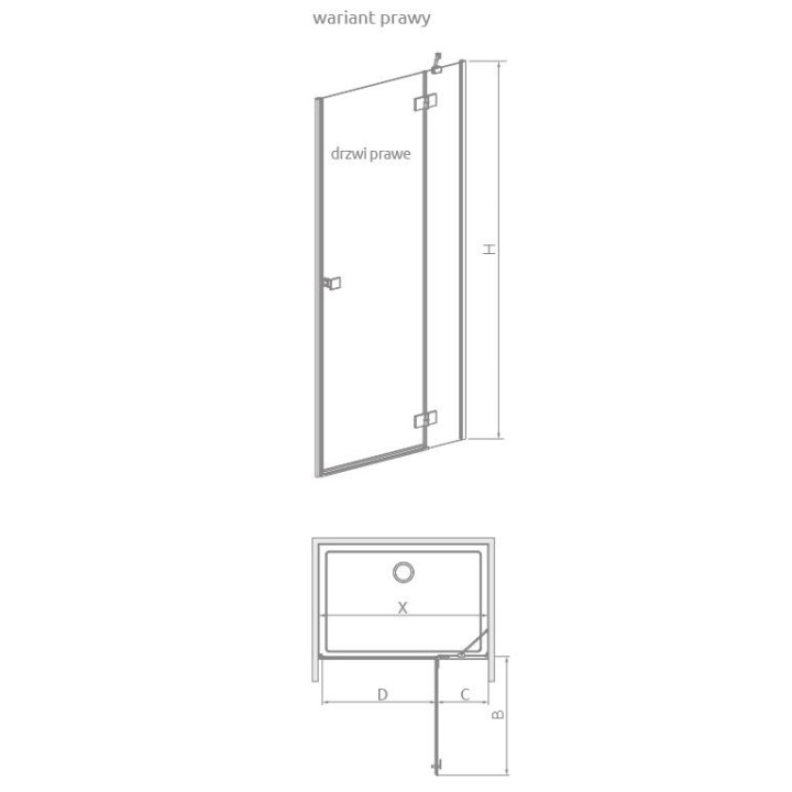Dverí sprchové do niky Radaway Premium Plus DWJ 160, uniwersalne, 1575-1615mm, sklo fabric, profil chróm