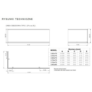 Panel pre vaňu Roca Linea, 70cm, boczna, akrylová, biela