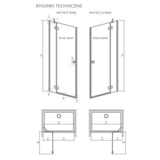 Dverí kúty prysznicowej Radaway Essenza 8 KDJ 90, ľavé, 100x2000mm, sklo číre, profil zlato szczotkowane