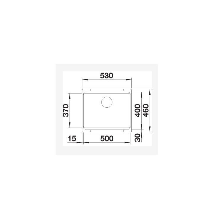 Drez keramický Blanco Etagon 500-U 54x45,6 cm jednokomorowy, Keramický PuraPlus s uzáverom InFino plus szyny - biely lesklá