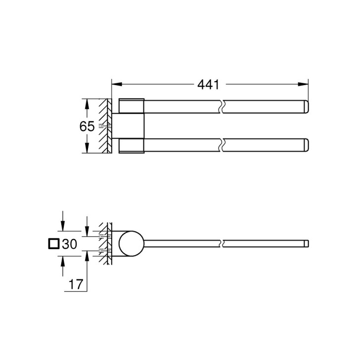 Držák na kúpeľový uterák, Grohe Essentials Cube, 654mm - nerez