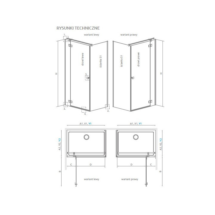 Pevná bočná stena S1 70 Radaway Essenza New Black KDJ 66.7-68.2-200cm, profil čierna, sklo číre