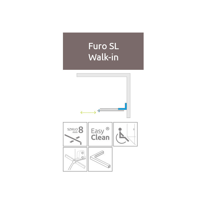 Sprchový kút Radaway Furo-SL Brushed Gold Walk-in 1200x2000 mm, pravé - sklo číre, profil zlatý szczotkowany