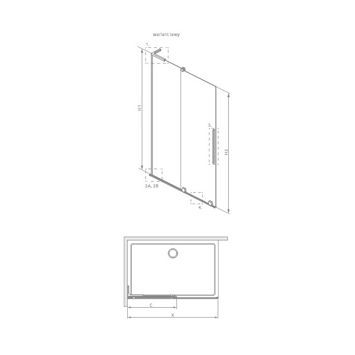 Sprchový kút Radaway Furo-SL Brushed Gold Walk-in 1200x2000 mm, pravé - sklo číre, profil zlatý szczotkowany