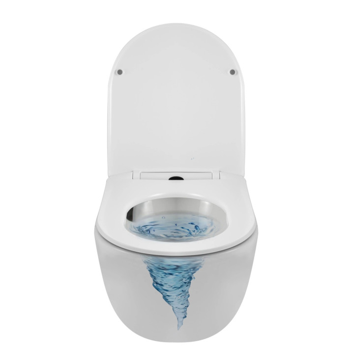 Misa závesné WC Balneo Luna Tornado 36,5x48,5 cm, biela bez kołnierza s pozvoľným sklápaním sedadlo z duroplastu