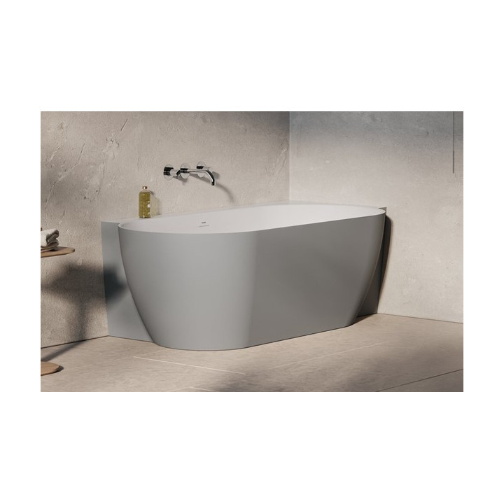 Vaňa voľne stojaca Ravak Freedom Corner II Tec 175x86 cm, wariant levý - Smoke Grey-biela, osłona odpływu biela
