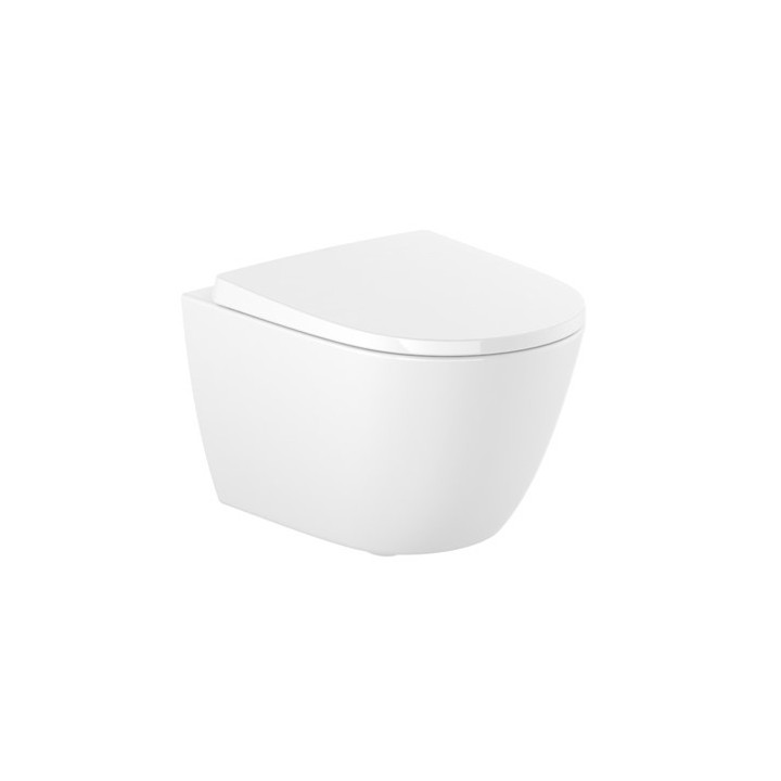 ROCA Misa WC závesné Rimless Compacto s pozvoľným sklápaním sedadlo (Súprava)