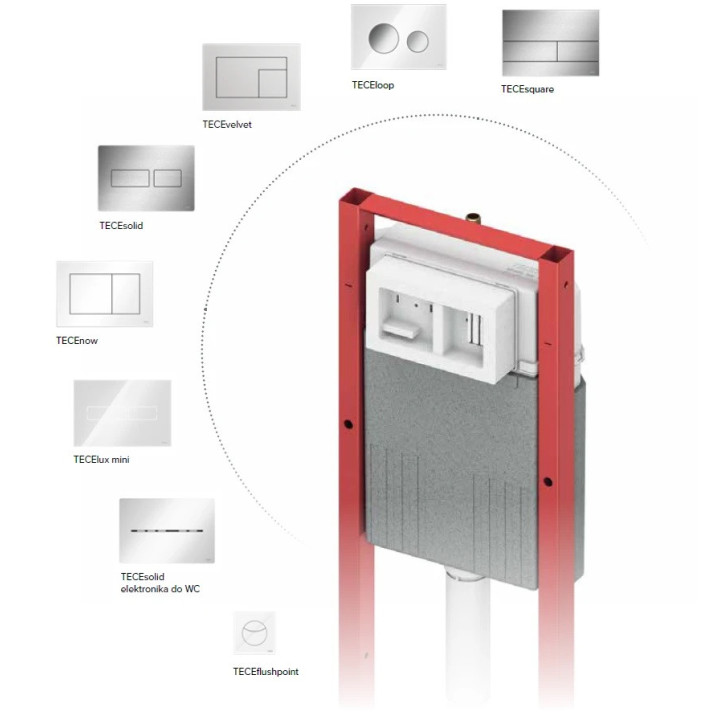 Modul podmietkowý WC TECEprofil, výška montážna 1120mm, z spłuczką Octa II