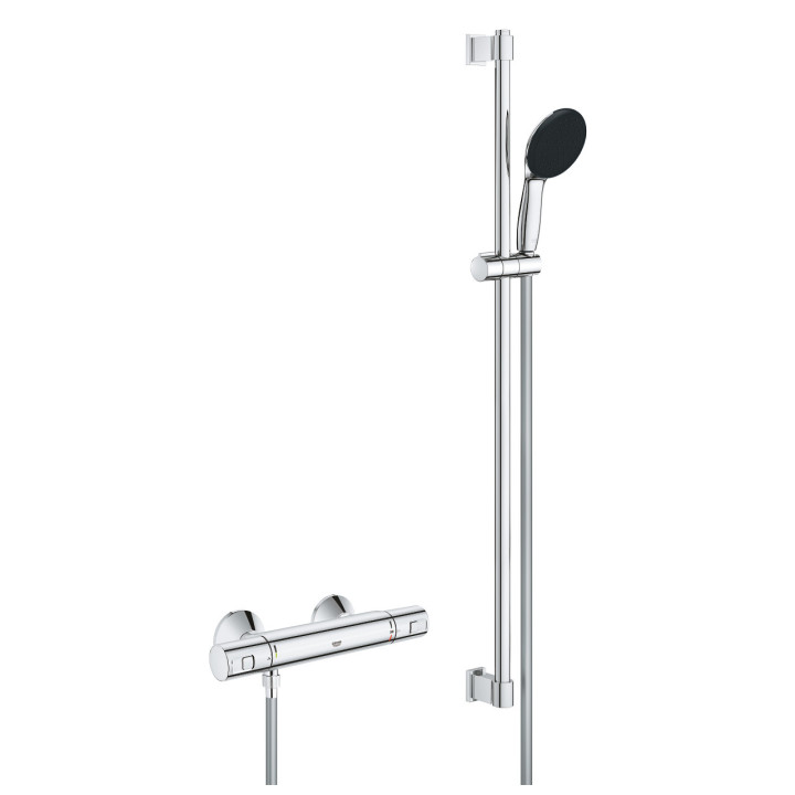 Batéria sprchová s termostatom Grohe Precision Flow, na stěnu, so sprchovým systemom - chróm