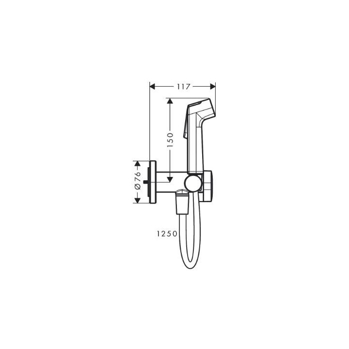 Ručná sprcha Hansgrohe Bidette 1 jet S EcoSmart dla vody studenej s pákou i hadicou sprchovým 125 cm - chróm