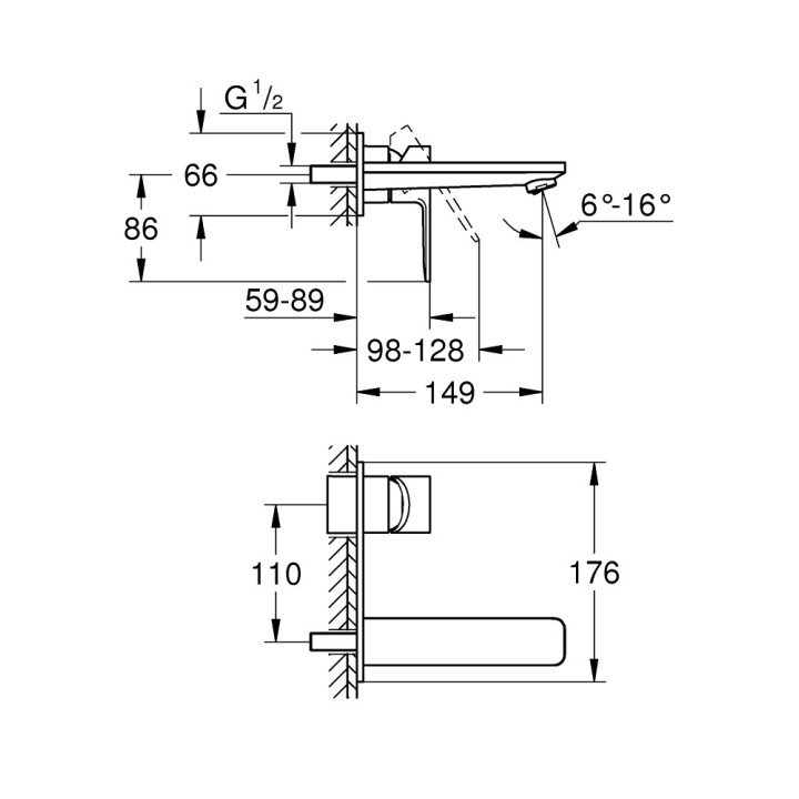 Vaňová  Batéria Grohe Lineare 4-otvorová - brushed hard graphite