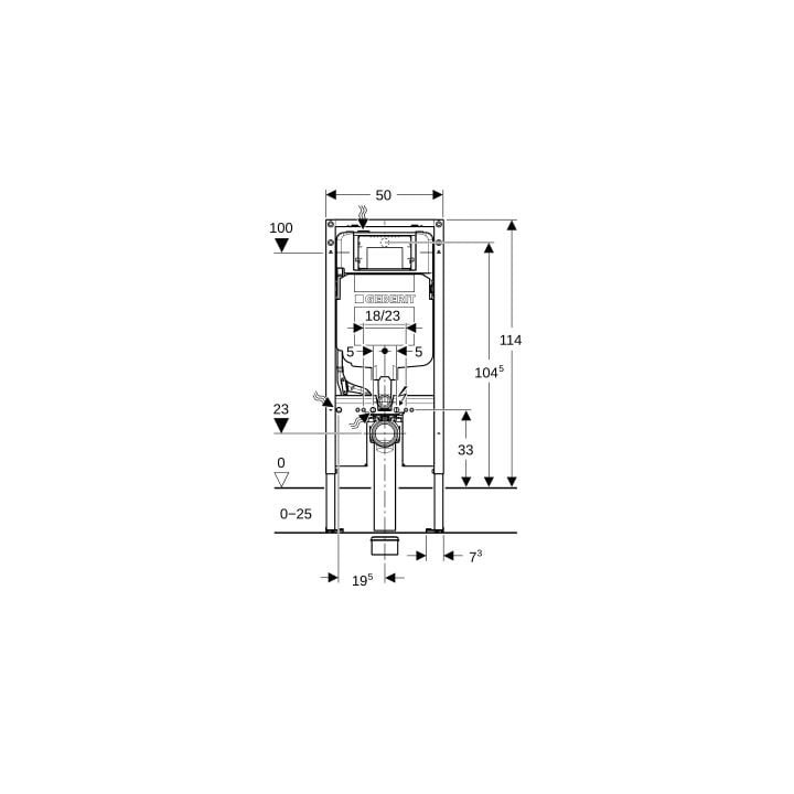 Montážní prvek Geberit Duofix, Sigma 8 cm, do WC, H114