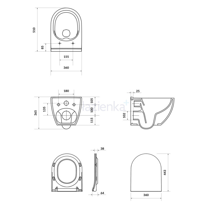 Súprava Cersanit C205: Montážní prvek Aqua 50 PNEU QF MZ + závesné WC City Pro Oval DUR WO ŁW s pozvoľným sklápaním sedadlo