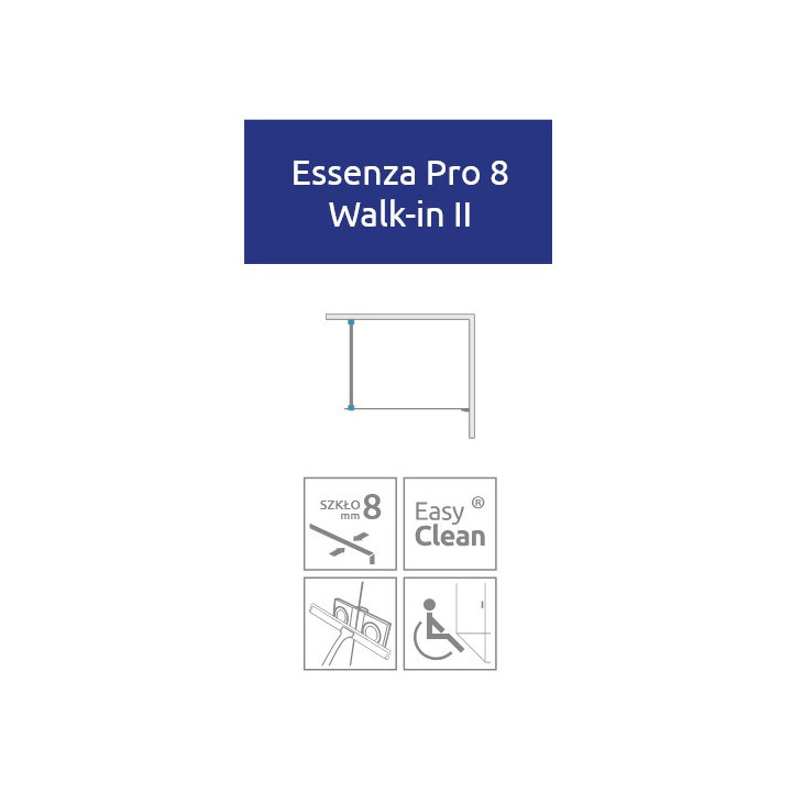 Dverí sprchové walk-in Radaway Essenza Pro 8 Gold, 50x200cm, sklo číre, profil zlatý